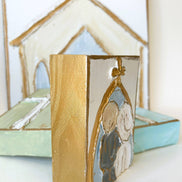 At the Church Door - Bride and Groom Wedding textured block