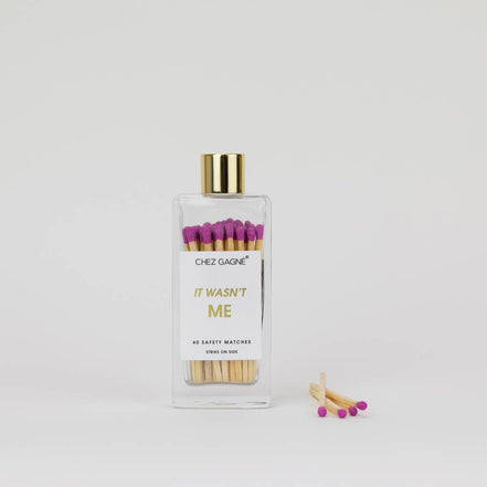 It Wasn't Me - Glass Bottle Safety Matches - Bright Purple