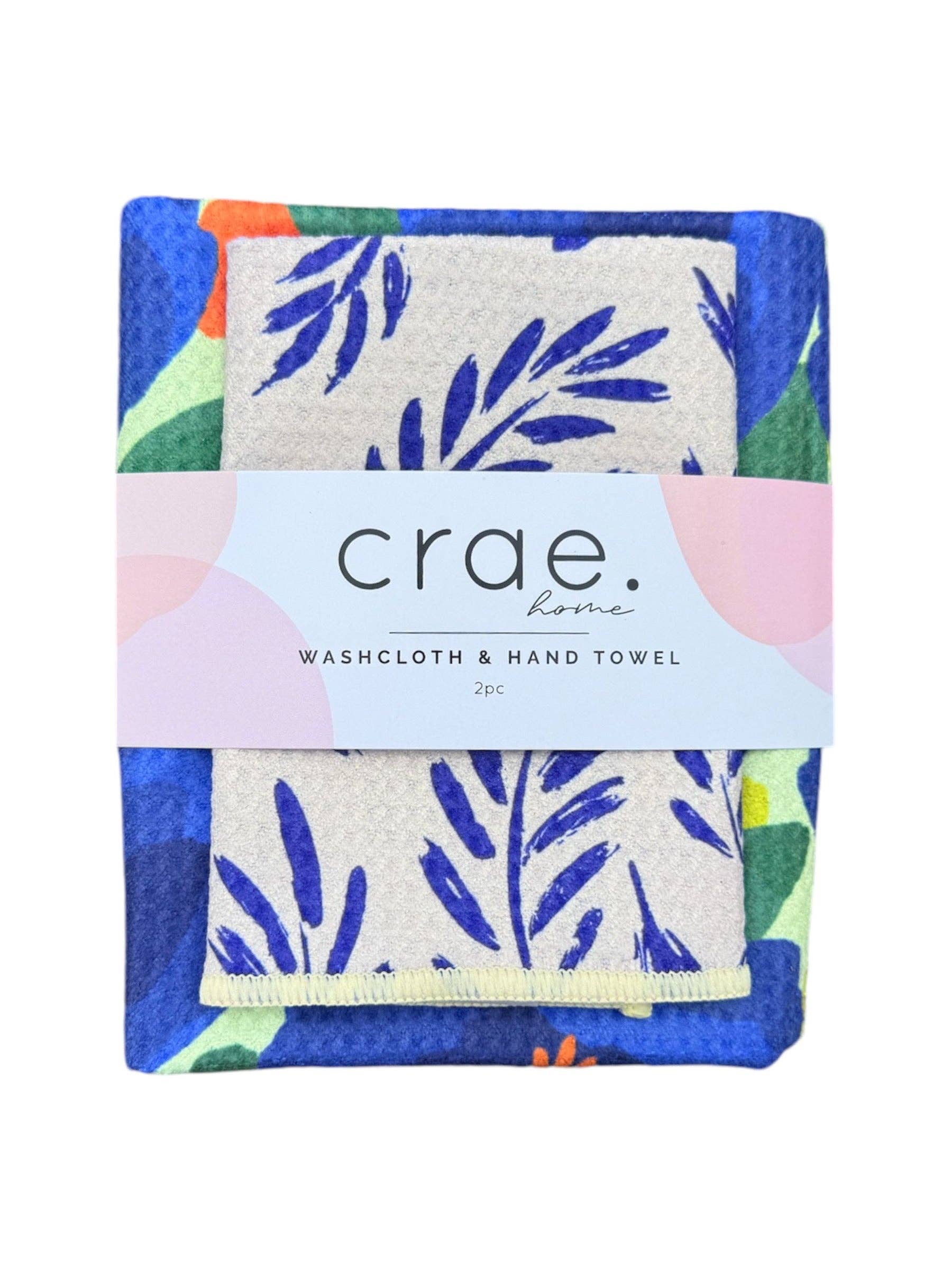 Okay Bloomer/Wisteria: Double Sided-Hand Towel Washcloth Set