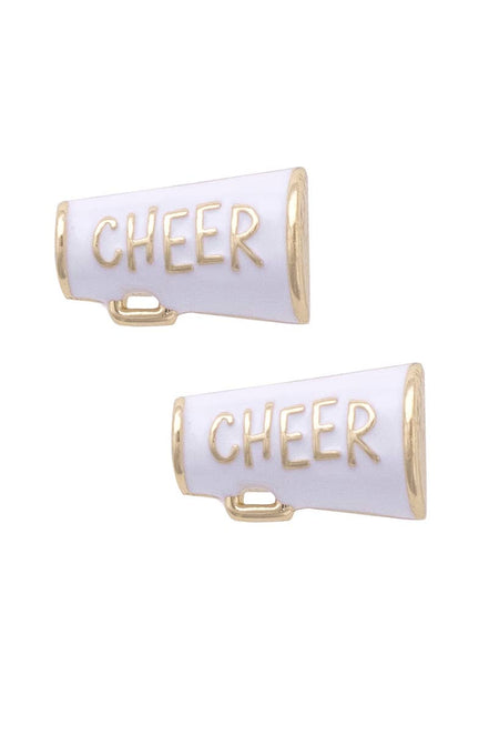 Cheer Enamel Stud Earrings in White/Gold
