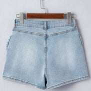 Bow Detail Denim Shorts with Pockets
