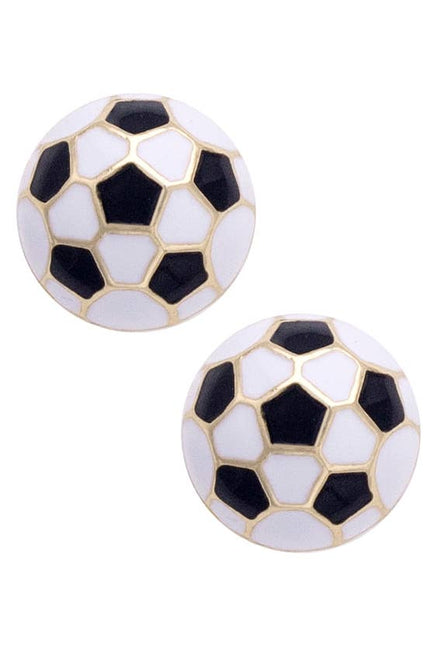 Soccer Ball Enamel Stud Earrings in Black/White
