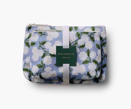 Hydrangea Zippered Pouch Set