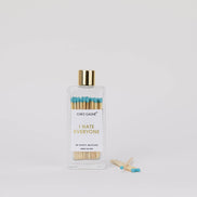 I Hate Everyone - Glass Bottle Safety Matches - Aqua