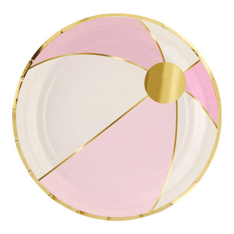 Foil Round Paper Plates - Beach Ball - 8ct