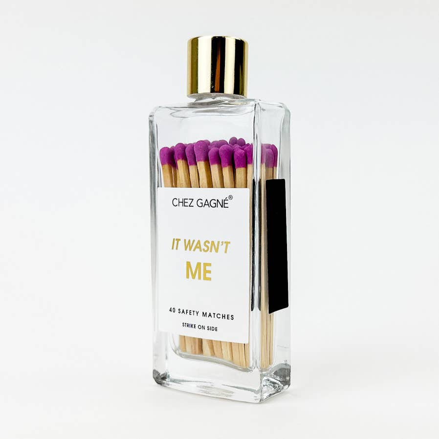 It Wasn't Me - Glass Bottle Safety Matches - Bright Purple