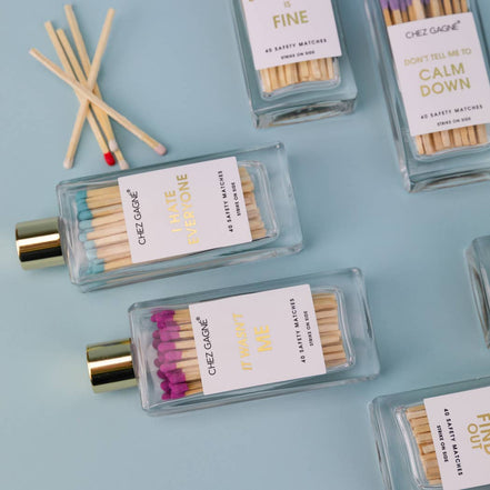 I Hate Everyone - Glass Bottle Safety Matches - Aqua