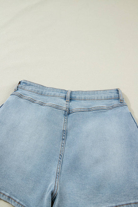 Bow Detail Denim Shorts with Pockets
