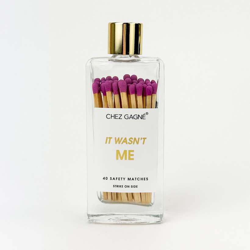It Wasn't Me - Glass Bottle Safety Matches - Bright Purple