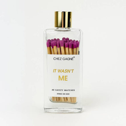 It Wasn't Me - Glass Bottle Safety Matches - Bright Purple
