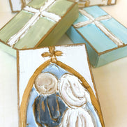 At the Church Door - Bride and Groom Wedding textured block