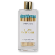 I Hate Everyone - Glass Bottle Safety Matches - Aqua