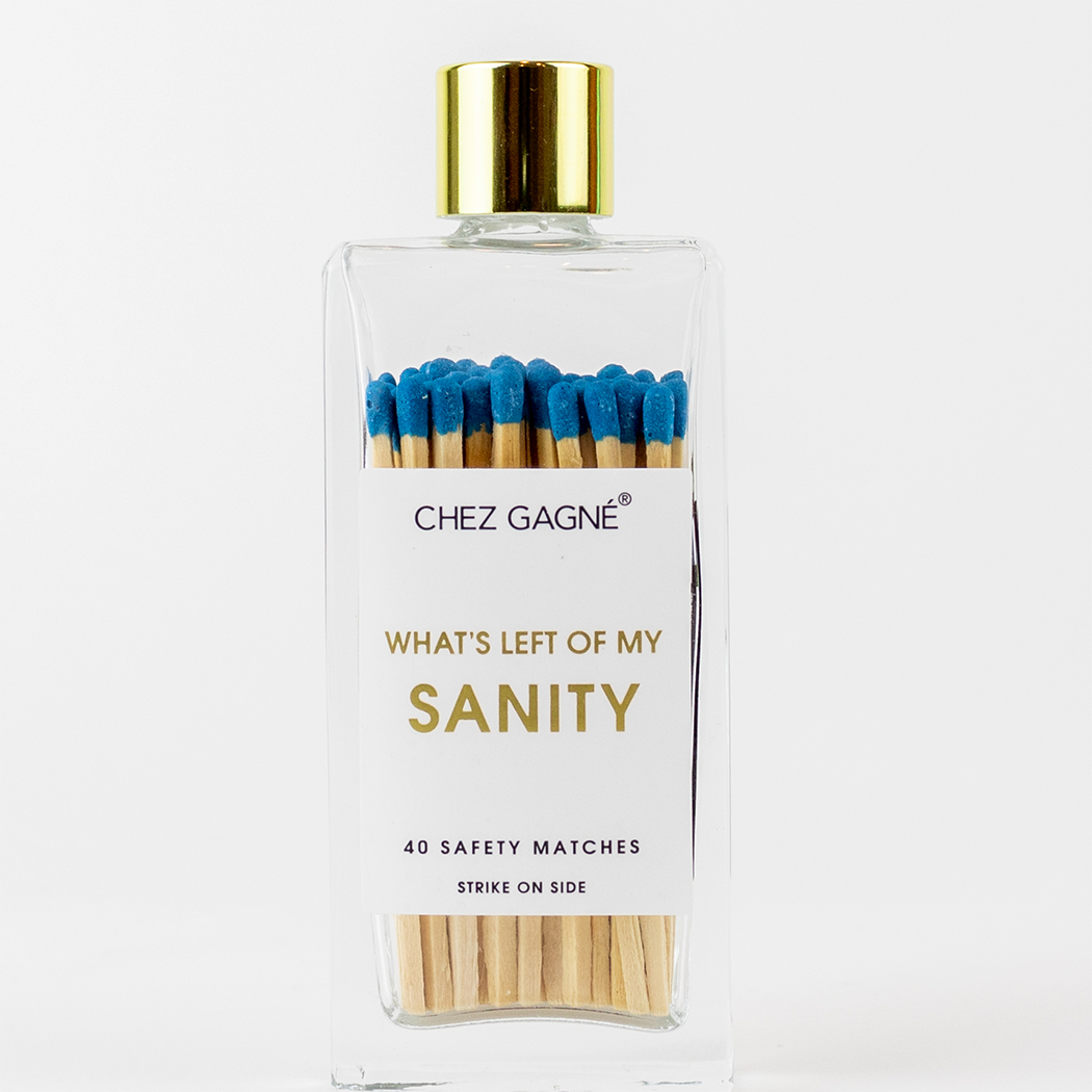 Left of My Sanity - Glass Bottle Safety Matches - Bright Blue
