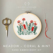 Beginner Embroidery KIT - Coral & Mint Meadow