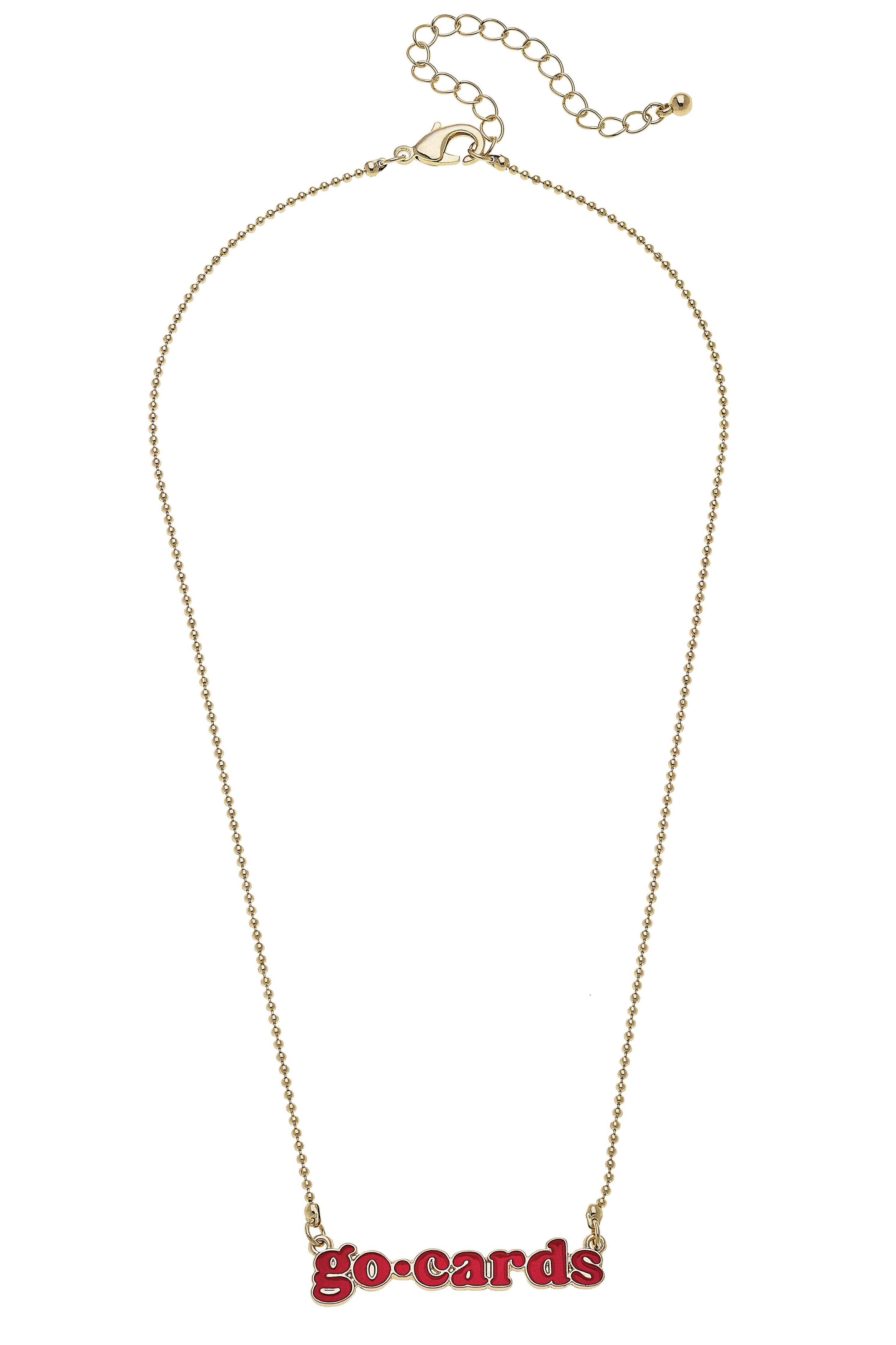 Louisville Cardinals Slogan Necklace in Red/Shiny Gold