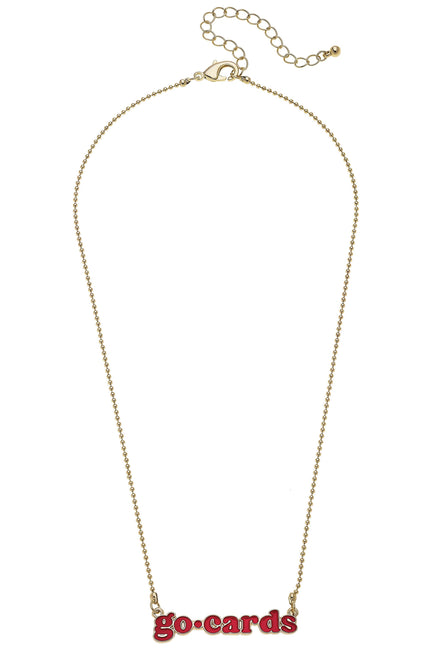 Louisville Cardinals Slogan Necklace in Red/Shiny Gold