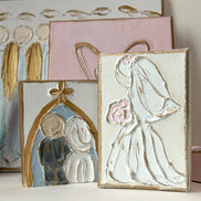 At the Church Door - Bride and Groom Wedding textured block