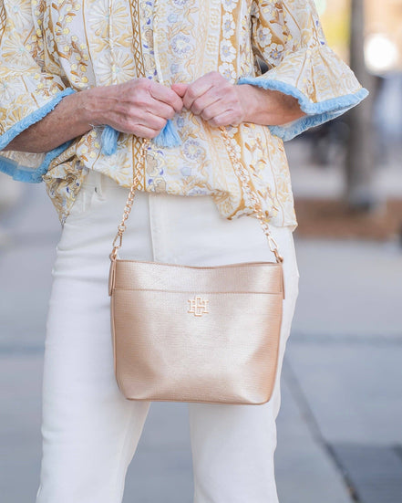 Brielle Bucket Bag Woven Gold